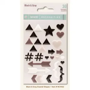 Naklejki emaliowane MME Enamel Shapes Grey, 30szt